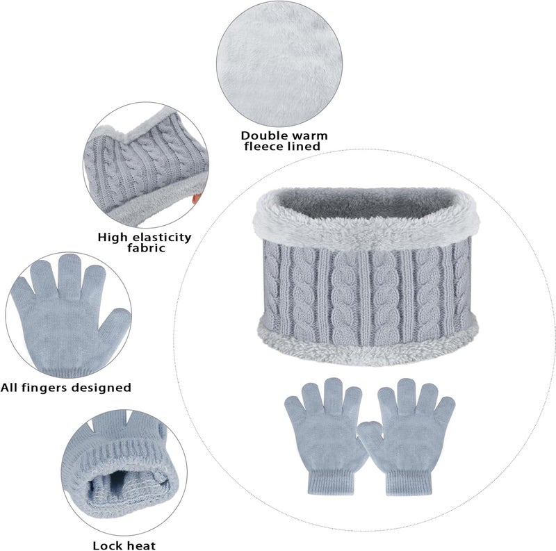 Machomby Kids Hat Scarf Gloves Set, Kids Winter Beanie Hat Scarf Gloves Set with Knit Thick Warm Fleece Lined for 1-6 Years Old - Image 5
